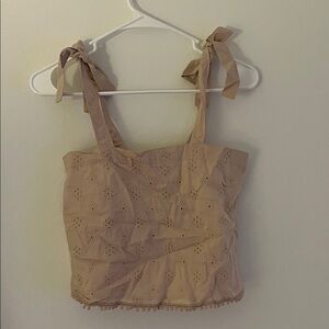 Aerie Tan Eyelet Tank Top